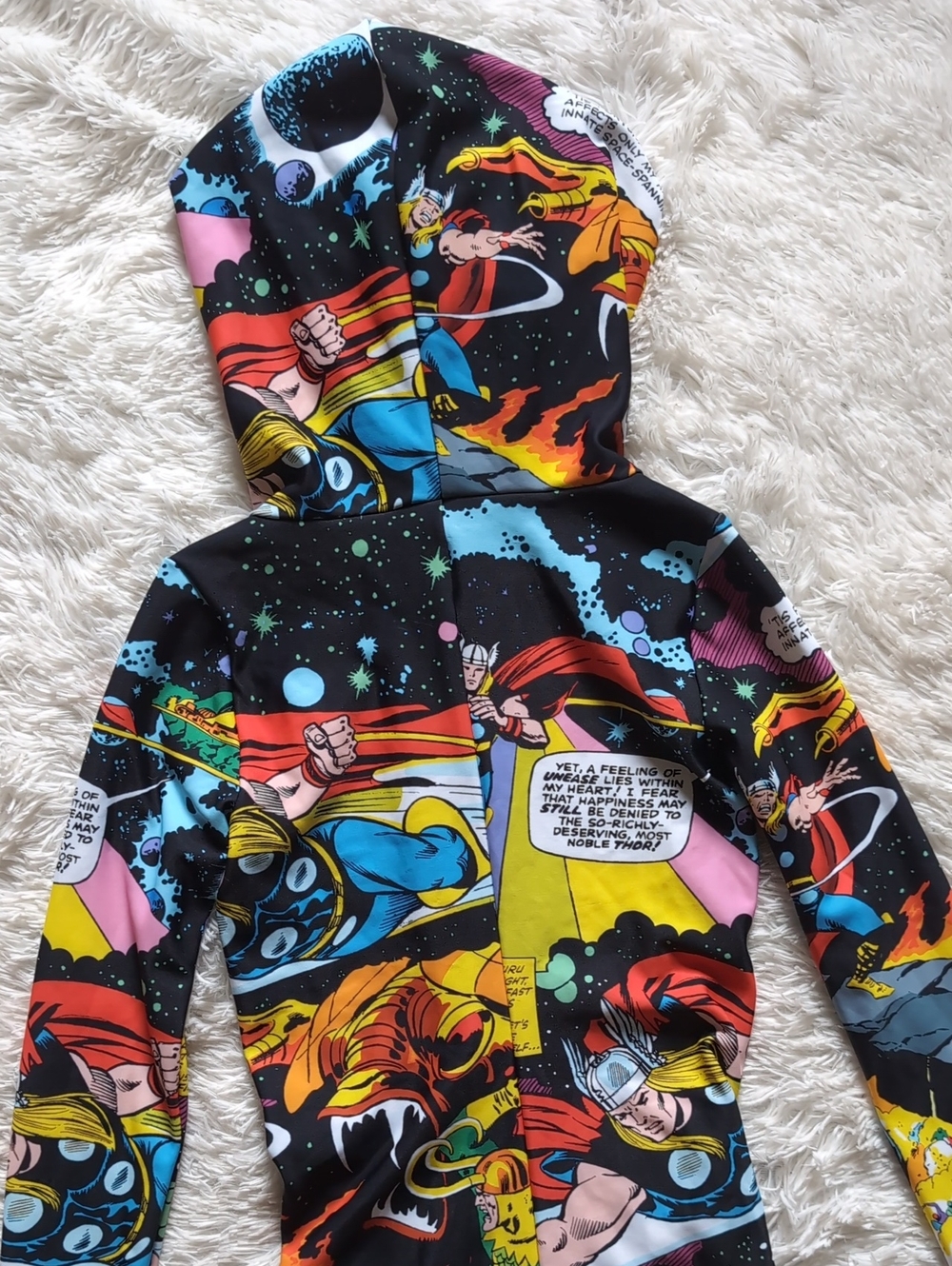 NWT Blackmilk Marvel Thor Rainbow Bridge Hooded Zip Jumpsuit Snugglesuit Small - Picture 9 of 16